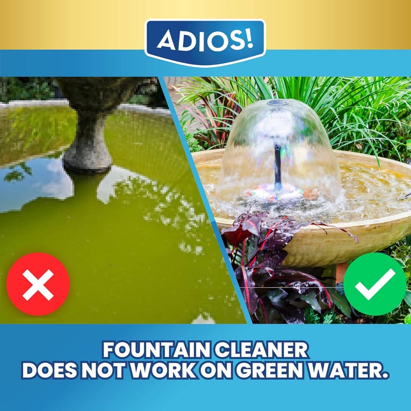 ADIOS! Fountain Cleaner and Clarifier for Outdoor and Indoor Fountains – Safe for Plastic, Metal, Glass and Stone (32oz) - Image 5